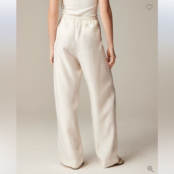 NWT J.Crew ($148) Stratus Pant Textured Satin Ivory Small - Picture 2 of 8